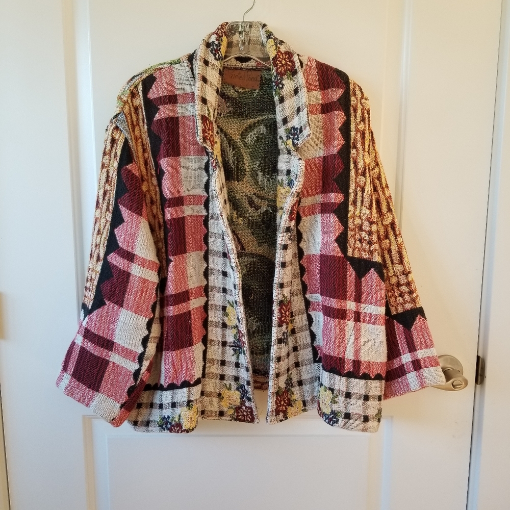 🌸 VTG RARE Painted Pony Tapestry Jacket Floral Apples One Size